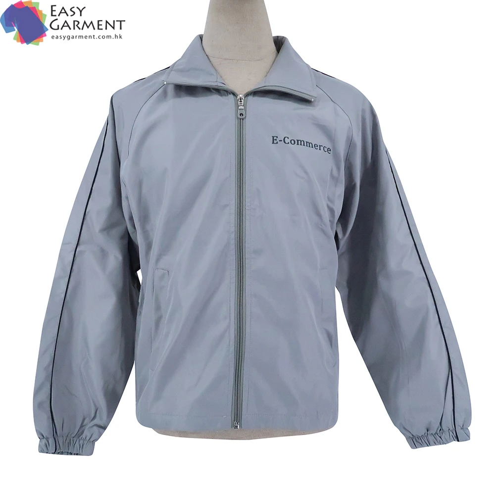 wholesale garments embroidery logo nylon sliver funnel heated jacket for dancing