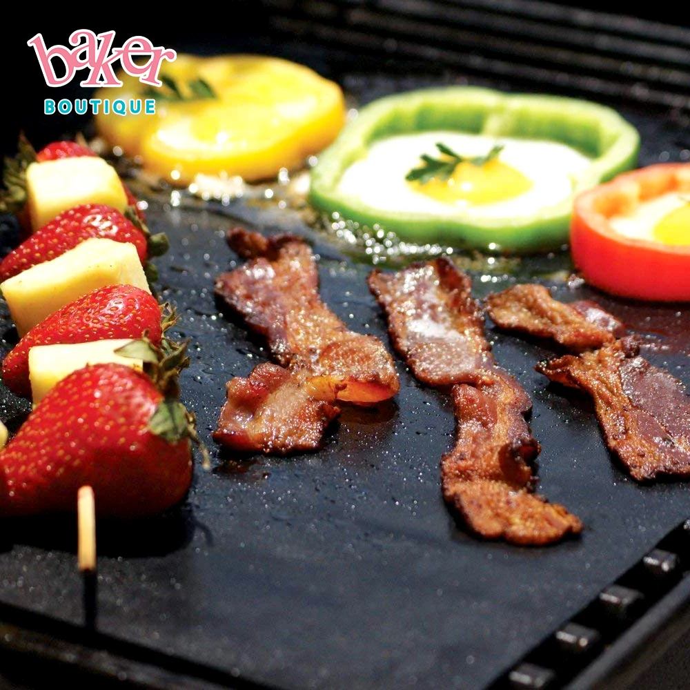 2023 Hot Sale BPA Free Black PTFE Non-stick BBQ Grill Mat