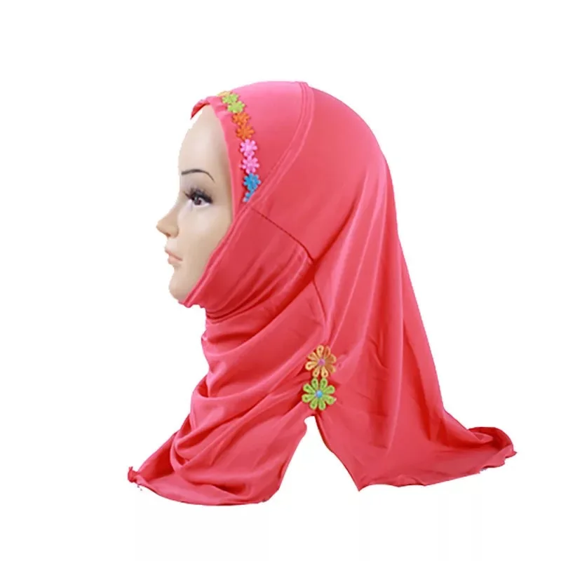 Cute little girls hijab with lovely flower Kids Easy-wear hijab