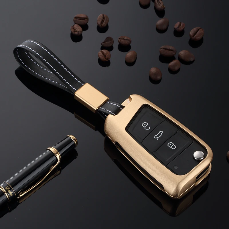 Black Metal Alloy Case Cover Key Fob for Octavia A7 Golf 7/GTI 7/Golf R R20/MK7 MKVII with 7 colours