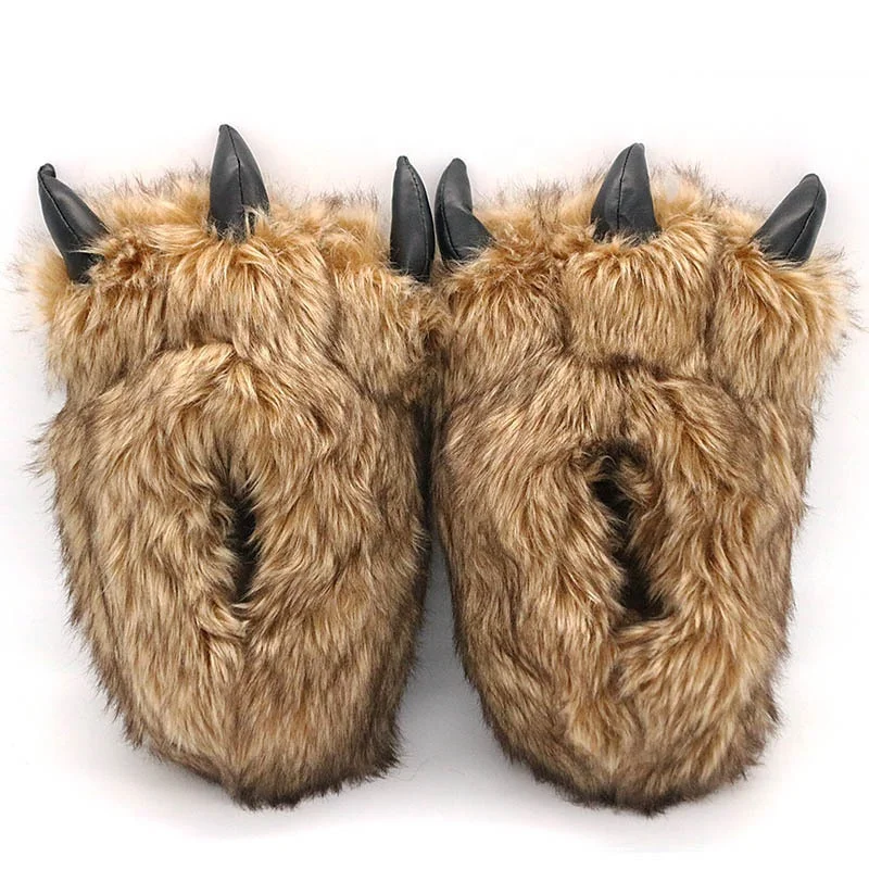 Wholesale Customization Hot Sale Winter Cute Warm Slippers Indoor Plush Bear Paw Slippers