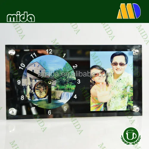 Mida 30 см x 16 см стеклянная рамка для сублимации с часами