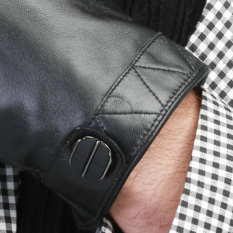 Custom design cuero invierno fleece lining men touch sheepskin leather fashion gloves winter