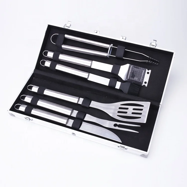 
BZJ0066 Luxury stainless steel aluminum case bbq knife set tool kit 