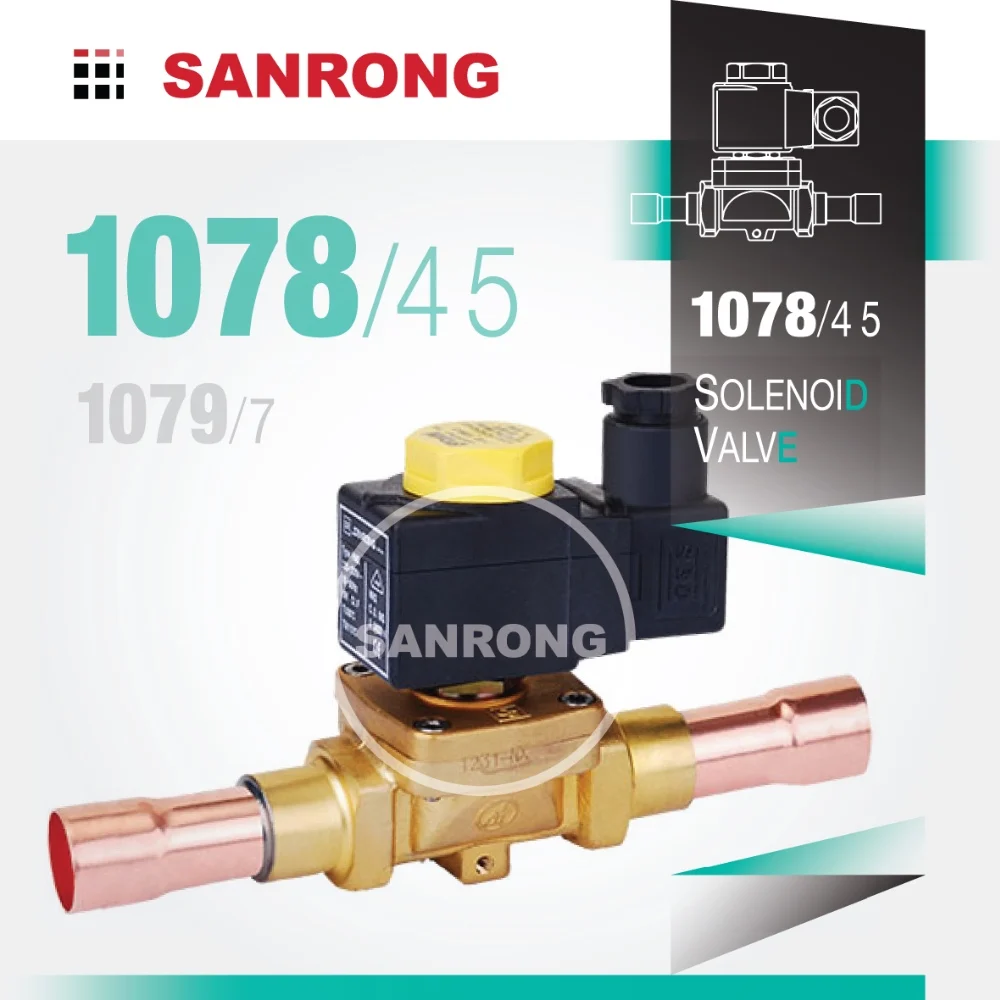 Refrigeration Parts Brass Solenoid Valve with 24v 220v AC coil for Refrigerator, Freezer, Cold Room