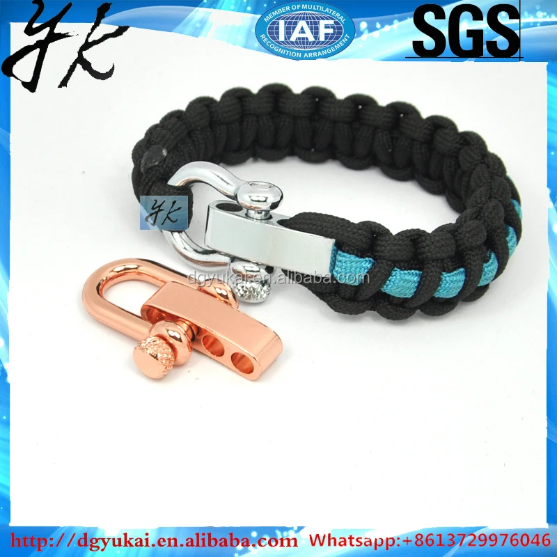 Yukai Wholesale Matt black Stainless steel adjustable shackle for paracord bracelet