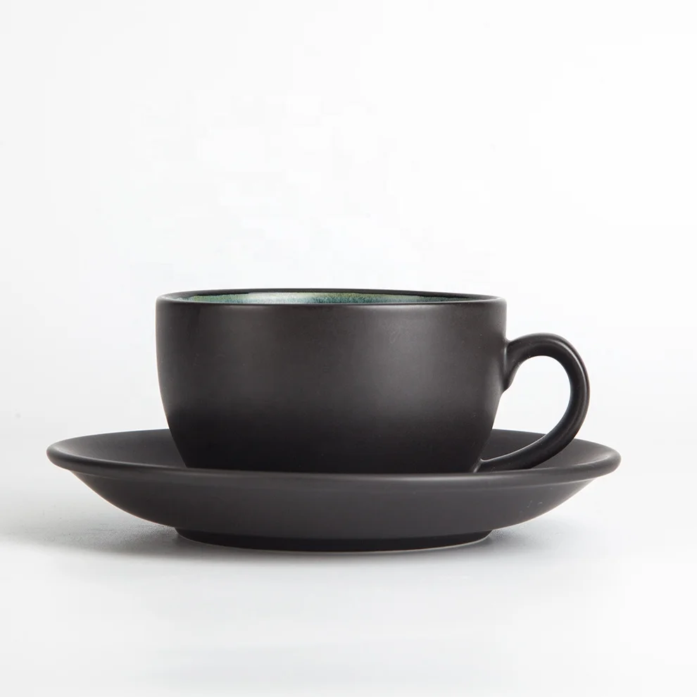 Matte Blue Coffee Cup Set 280Ml Coffee Cup And Saucer