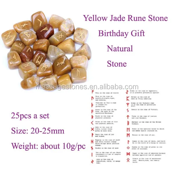 Gemstone Rune Stones Wholesale Yellow Jade Tumbled Stone