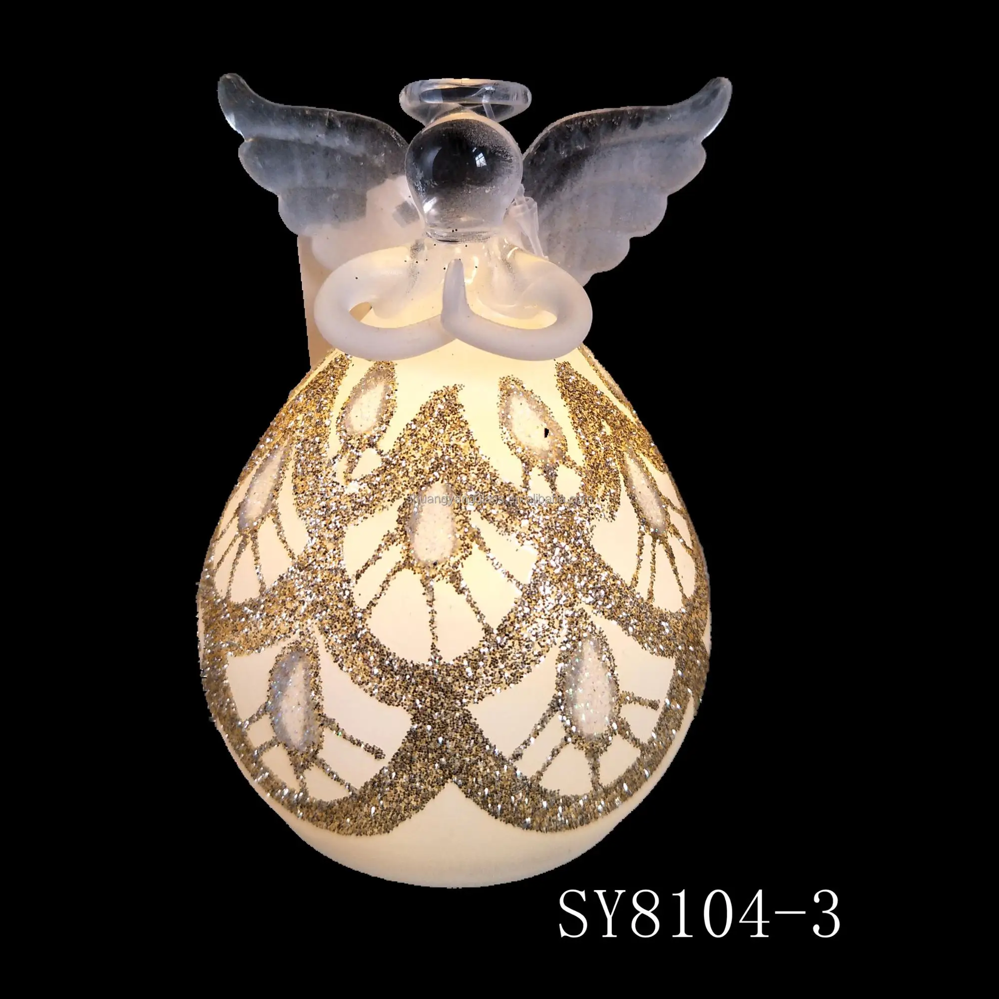 Wholesale Hand drawn Christmas angle LED  glass angel decorations