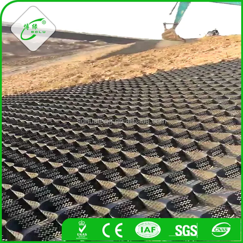 Plastic geocell core gravel stabilization grid