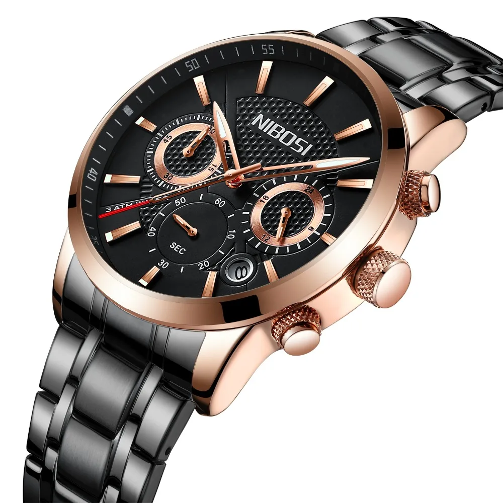 wholesale NIBOSI 2313 Cheap Price China Wholesale Chronograph Luminous Hands Men Quartz Watch Stainless Steel Watchband