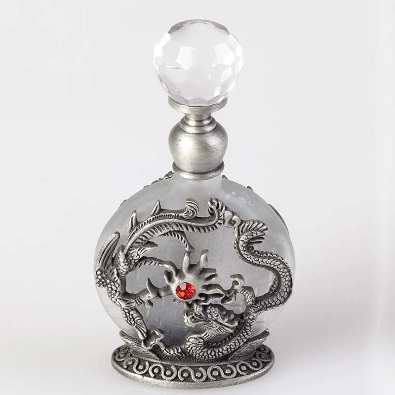 8ml Metal Dragon Phoenix Perfume Bottle Empty Glass Essential 0il Refillable Bottles Ornament Home Decoration Gift#59654#59659