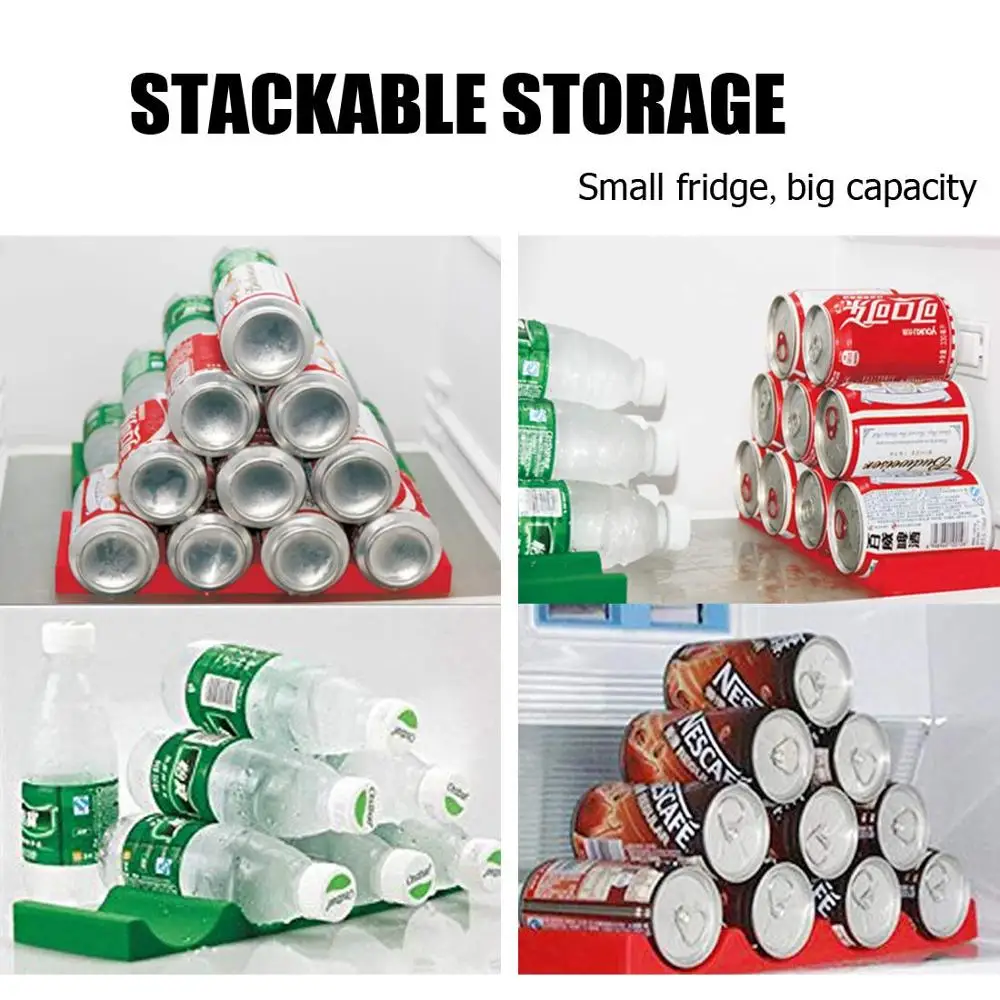Refrigerator Organizer Stacks Cans and Bottles for Easy Storage  Innovations Silicone Fridge Monkey Mat