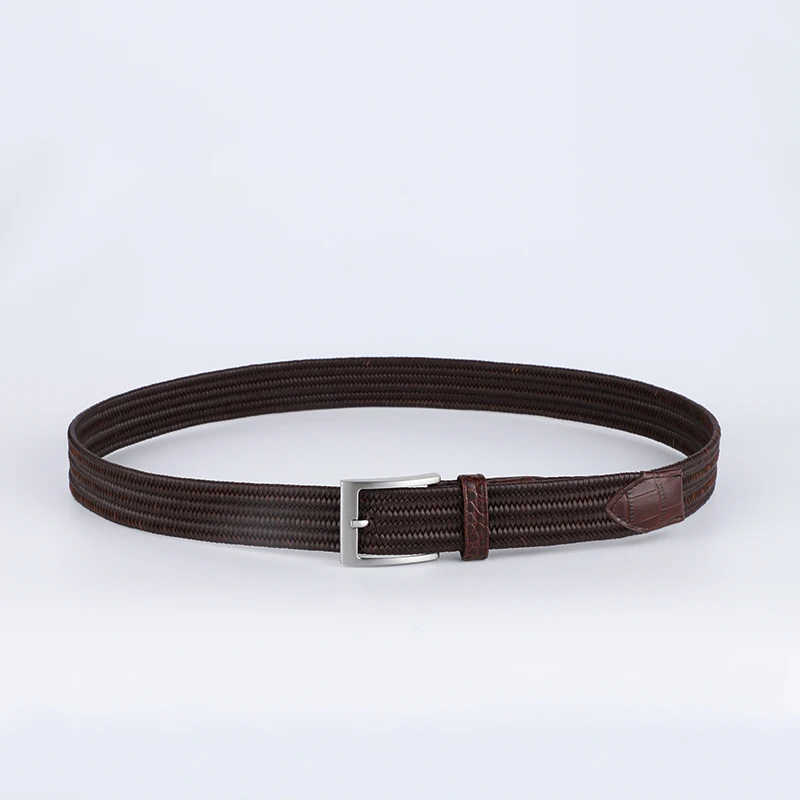 2022 New Style Germany Bonded Leather Regenerated Leather Braided Belt With Cow Leather Head and End
