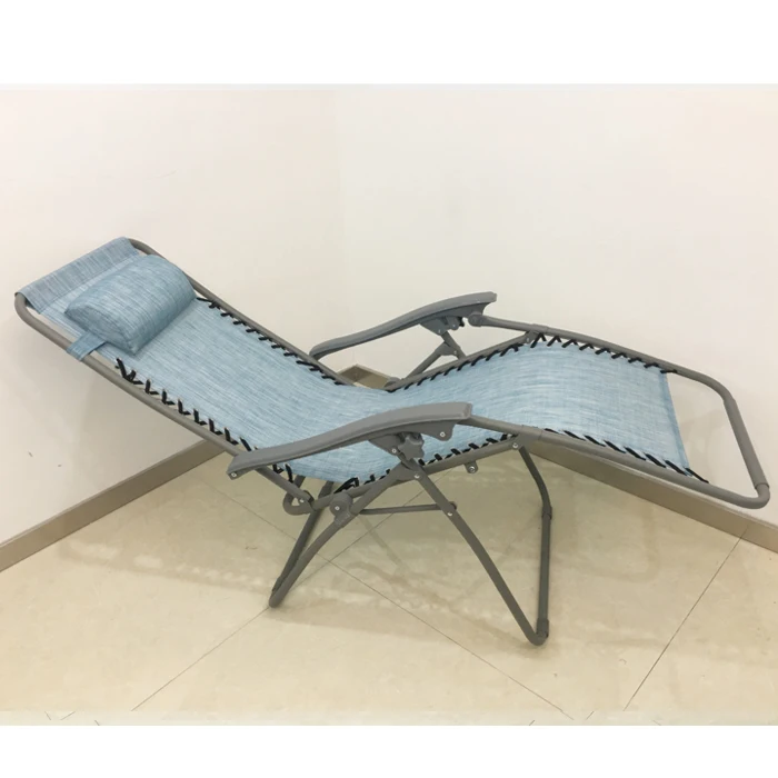 Double Color Mesh Zero Gravity Outdoor Lounge Chairs Adjustable Folding Reclining Chairs Grey Steel
