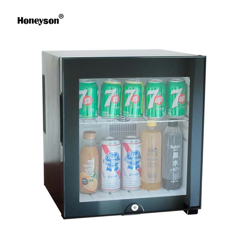 Honeyson top single glass door beverage hotel mini fridge