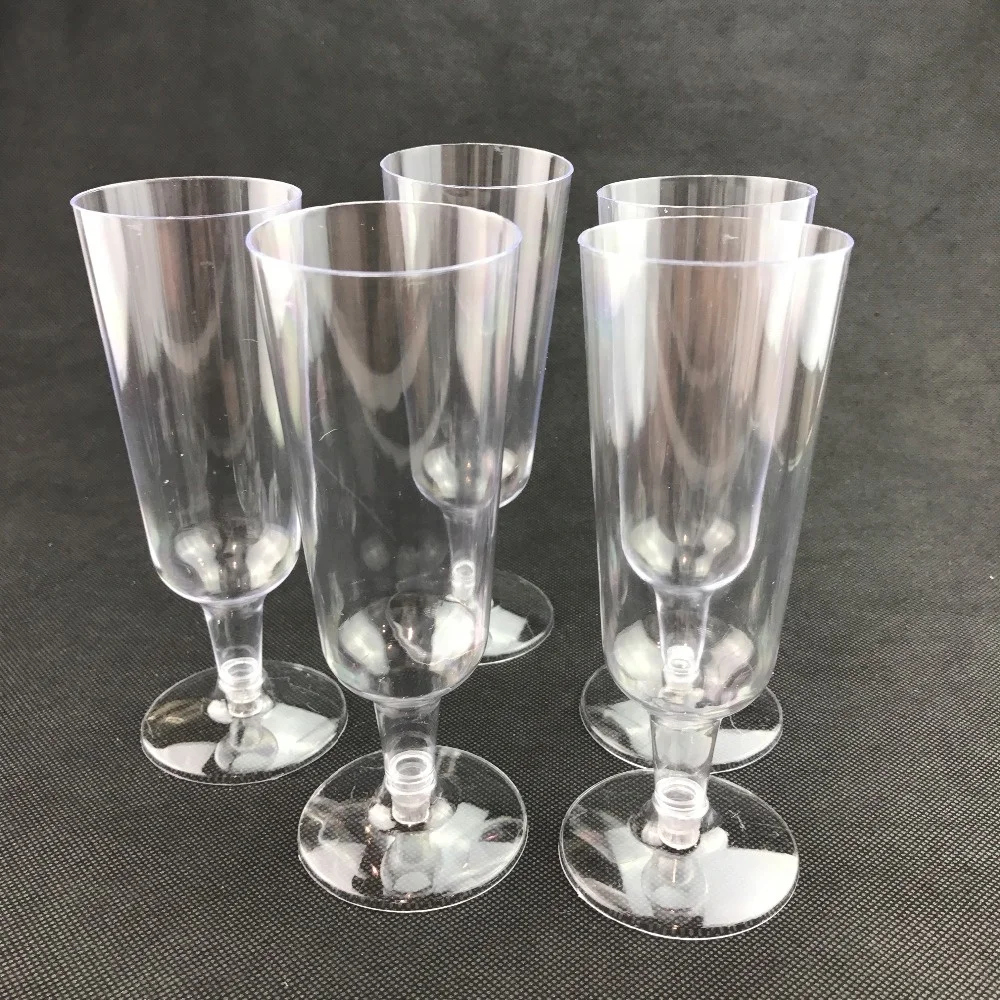 Designed Plastic Champagne flute With Silver Rim