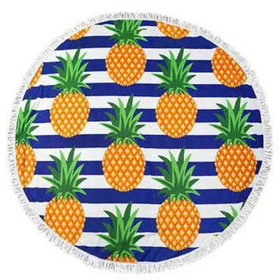 
2018 hot selling custom large 100% cotton or microfiber flamingo or mandala round beach towel with tassel fringe 