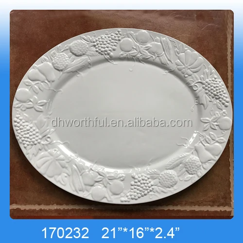 Personalized white ceramic turkey platter for Thanksgiving Day