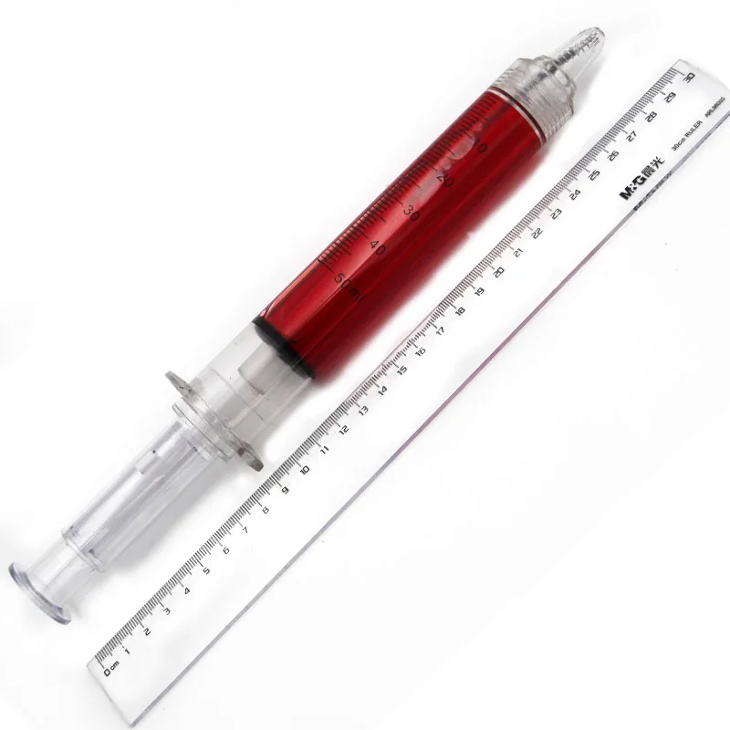 
extra big plastic liquid jumbo syringe ball pen injection ball pen 