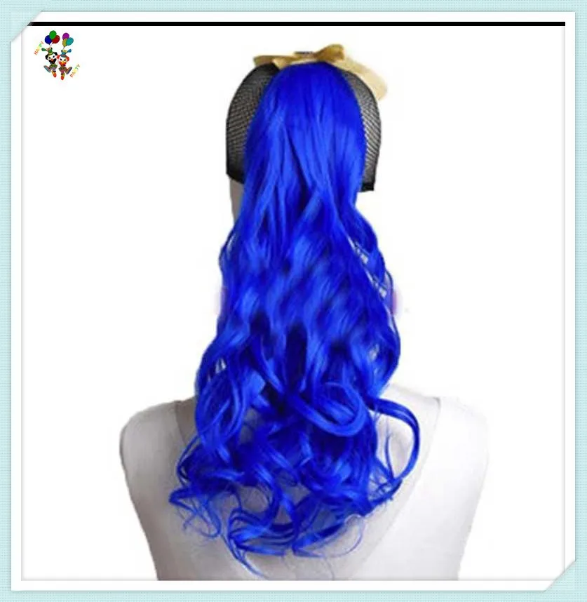 Colors Womens Cosplay Party Long Curly Drawstring Ponytail Wigs HPC-0106