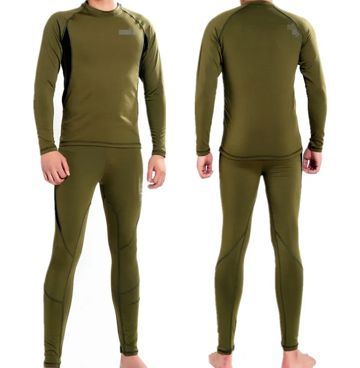 Tactical fleece thermal underwear men sweat quick drying thermo underwear mens breathable elasticity  Long Johns tops pants set