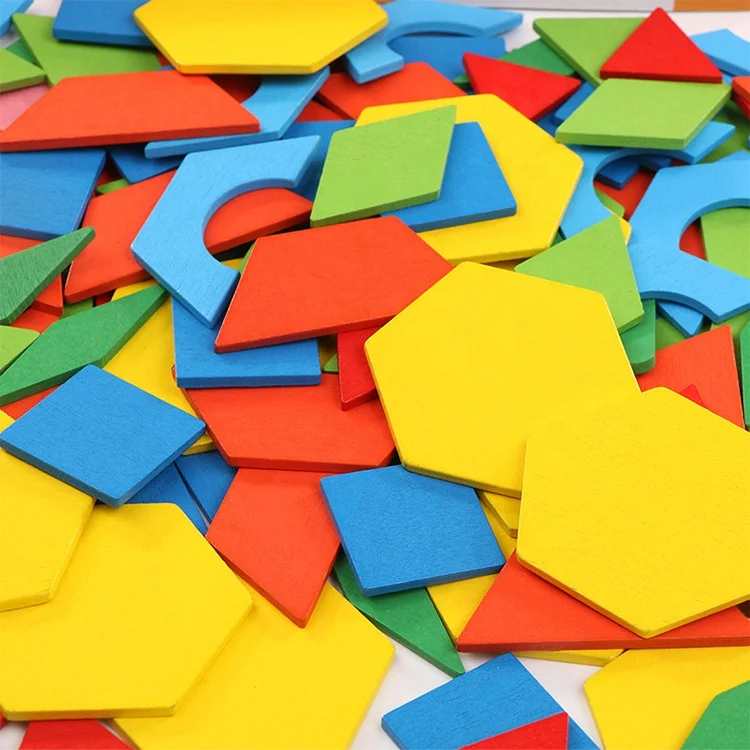 
250 Pcs Colorful Wooden Tangram Puzzle Geometric Pattern Matching Building Blocks Geometric Puzzle 