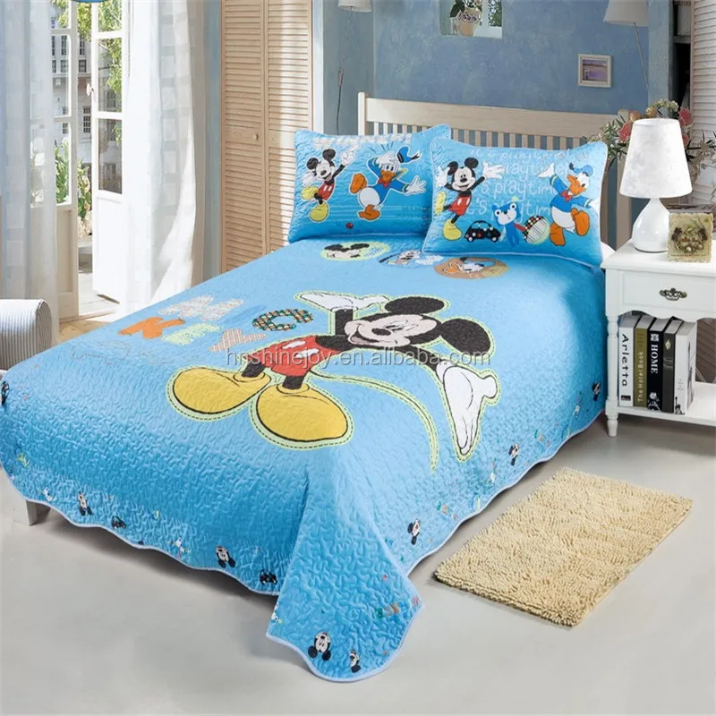 
Multicolor 100gsm 100% polyester cartoon character Twin 3pcs children quilt 3D printed kids bedspread 