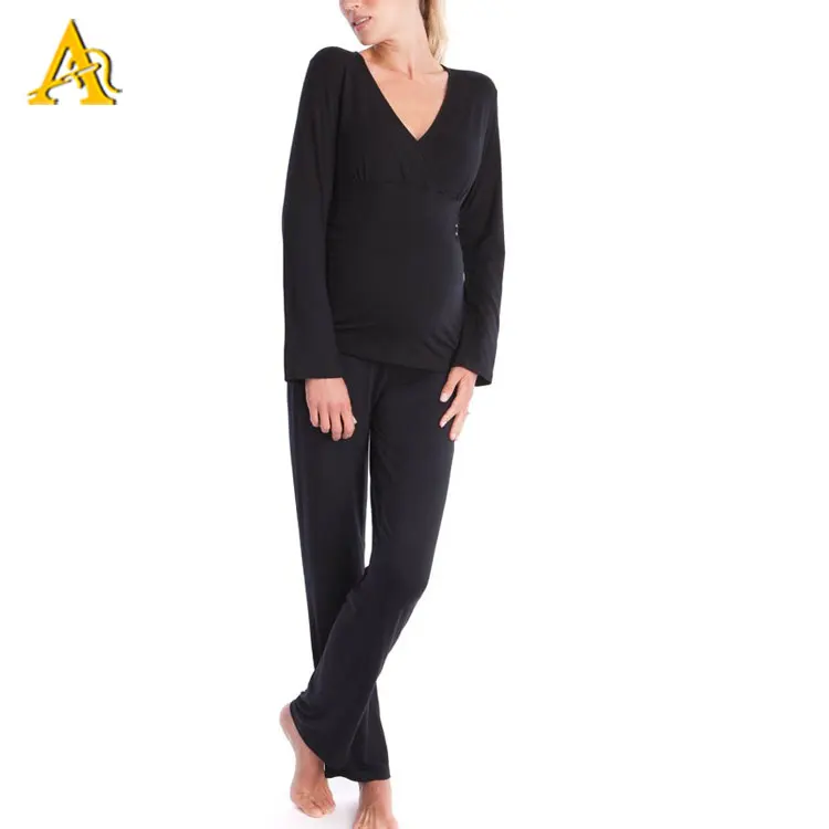 
Custom Bamboo Maternity Pajamas Pregnant Women Viscose Maternity Sleepwear Set 