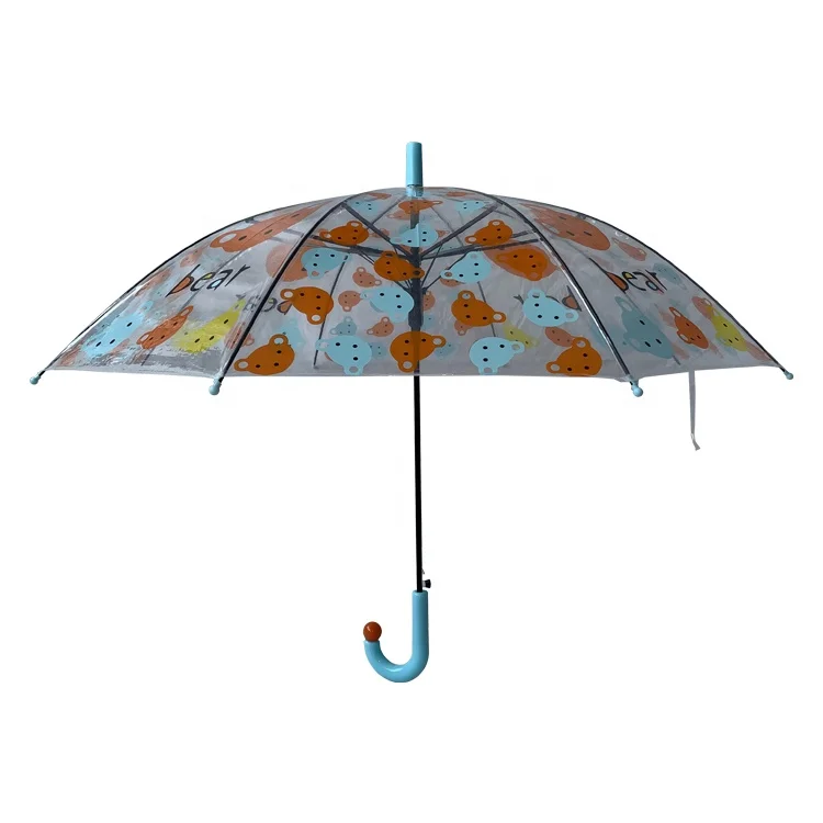 YS-6007 Custom Clear POE Umbrella Teddy Bear Print Kid Umbrella