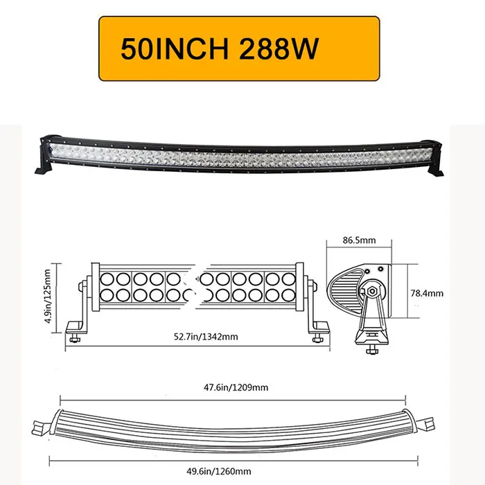 Liwiny может занять от 10 до 30v 50 дюймов светодиодный свет бар изогнутая светодиойдная световая планка p-полиции 288 Вт СВЕТОДИОДНЫЕ панели 3w 4x4 внедорожных j-ee p свет