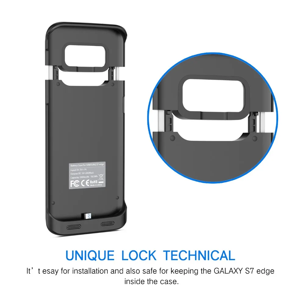
iFans ultra slim 5000mAh backup power case for Samsung Galaxy S7 Edge with flexible buckle OEM provided 