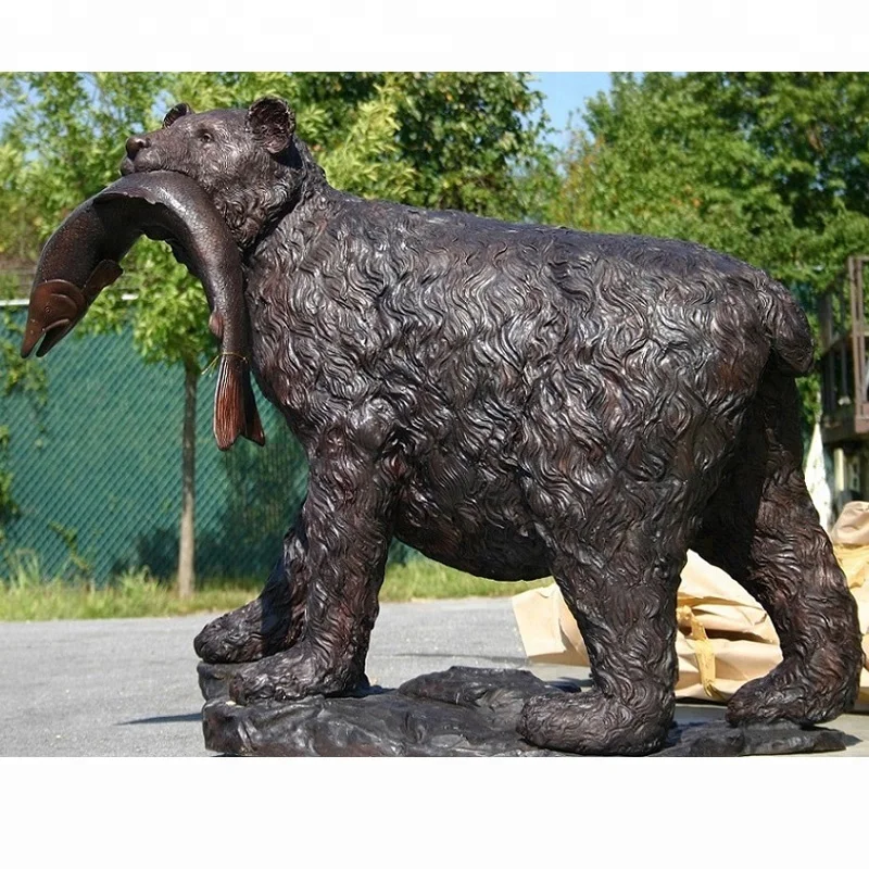 
Modern arts antique bronze metal bear animal sculpture for landscape decor 