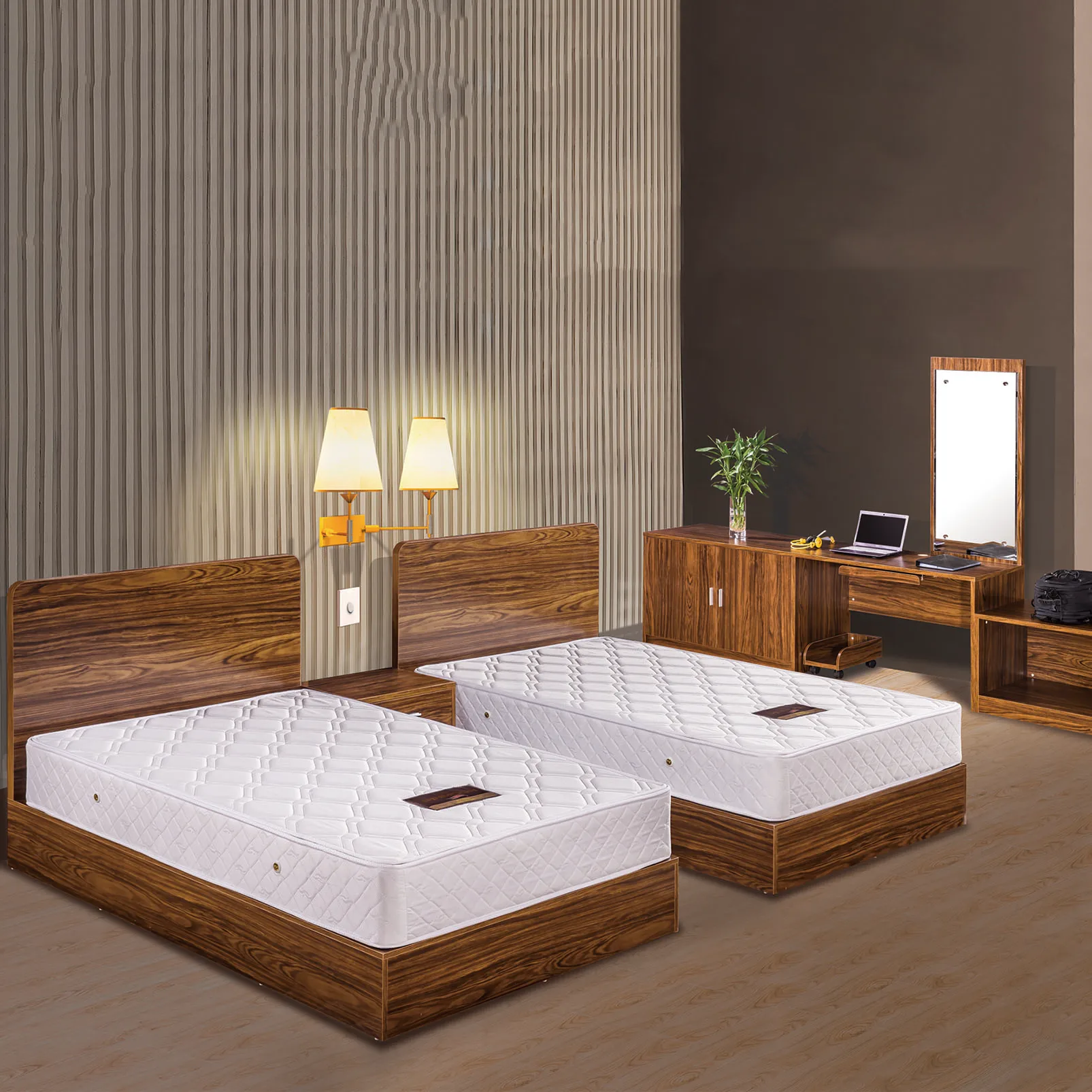 3 star hotel bed set cheap simple melamine single apartment bed