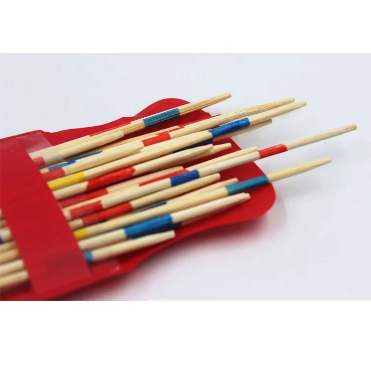 Round Sticks Wooden Educational Mikado Games Classic Colorful Bamboo Pick Up Sticks