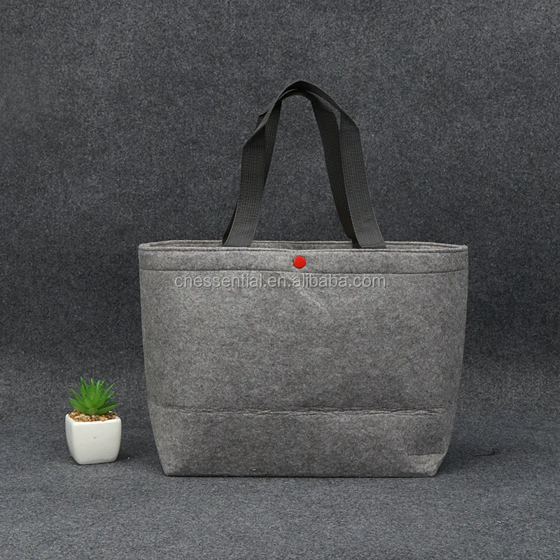 Wholesale felt tote shopping bags, felt handbag with customized brand printing