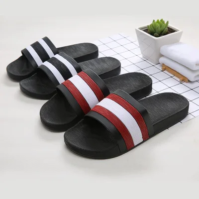 Summer new style couples fashion stripe slippers men bathroom non - slip household slippers women