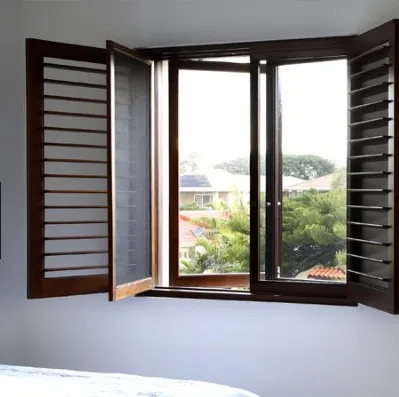Pvc wooden horizontal fixed louver window design