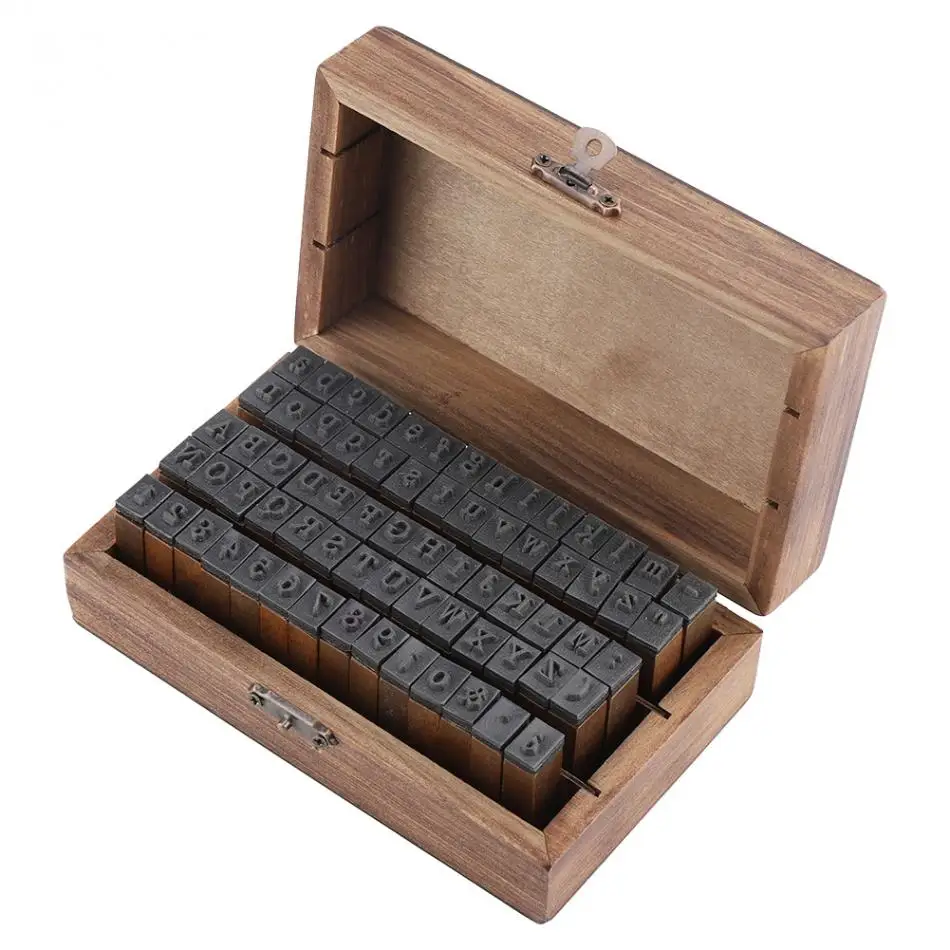 DIY 70pcs Retro Rubber Stamps Set Vintage Wooden Box Case Alphabet Letters Number Craft Scrapbooking Stationary