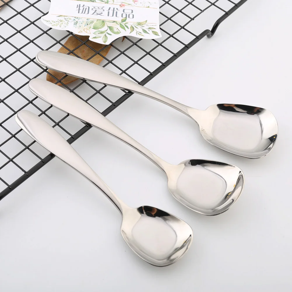 
High Quality 18-8 Metal Serving Spoon Round Stainless Steel Korean Style Rice Spoon 
