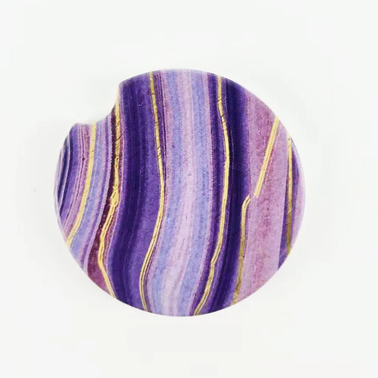 hot sale Customer Logo absorbent Round Plated cheap ceramic stone car coasters