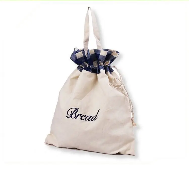 plain drawstring canvas tote folding shopping bag