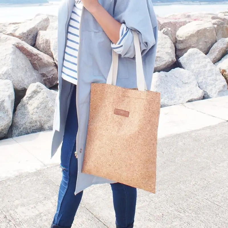 Boshiho vegan leather natural cork tote bag fashion shopping bag door bags handbag luxury overnight handbag