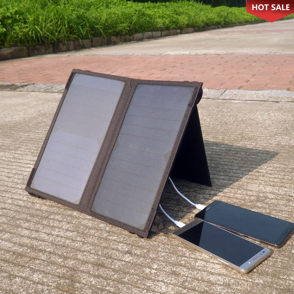 PowerGreen двумя портами USB 14 Вт складной солнечной энергии солнца зарядное устройство для мобильного телефона