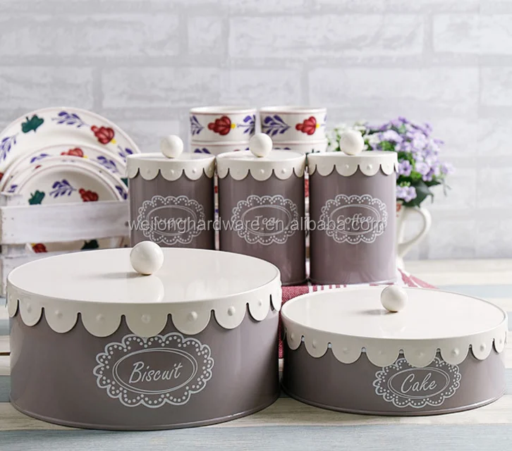 Storage Bottles&Jars Type and Iron Metal Tea Coffee Sugar Bread Cake Canister Keeps Fresh