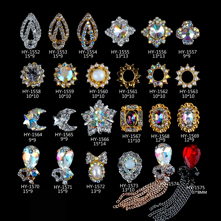 Free Shipping Factory Direct Sale 3d New Nail Alloy Charm Colorful Rhinestone Nail Art 2017
