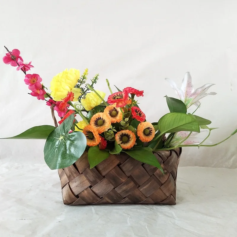 
Hots baskets chipwood flower basket gift basket Hand-woven flower pot 
