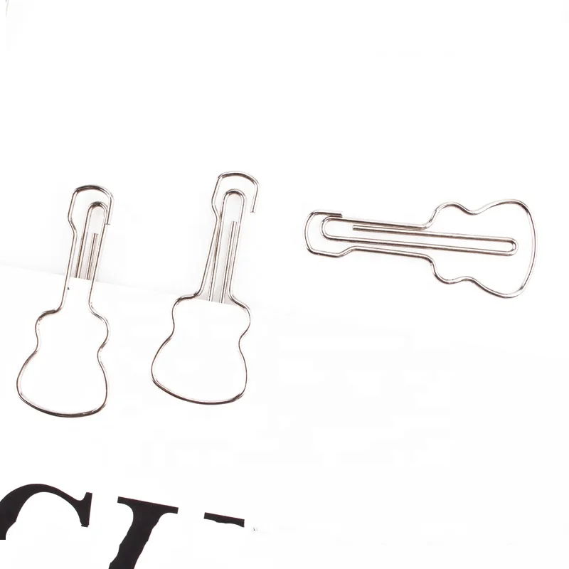 Rose Gold and Yellow Gold ,Metal silver color cute Guitar shaped paperclips bookmarks planner clips