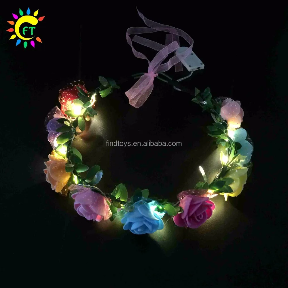 2023 Light up LED Flower Crown Headband Wedding Garland Flower Wreath