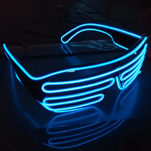 super light neon blue EL wire lighting sunglasses